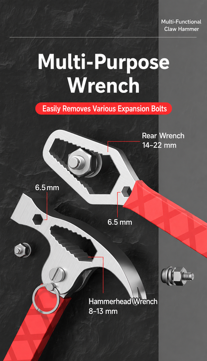 Multi-Functional Claw Hammer with Socket Wrench