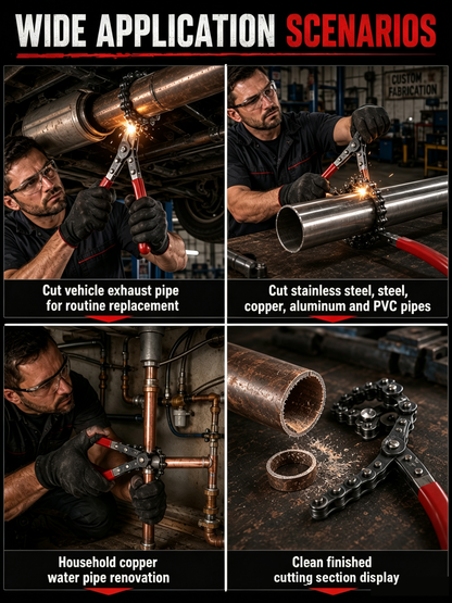 Exhaust Pipe Cutter, Portable Burr-Free Cutting Tool for Auto Exhaust & Catalytic Converter