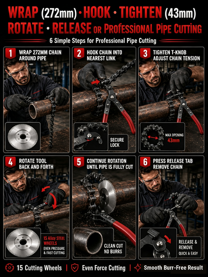 Exhaust Pipe Cutter, Portable Burr-Free Cutting Tool for Auto Exhaust & Catalytic Converter