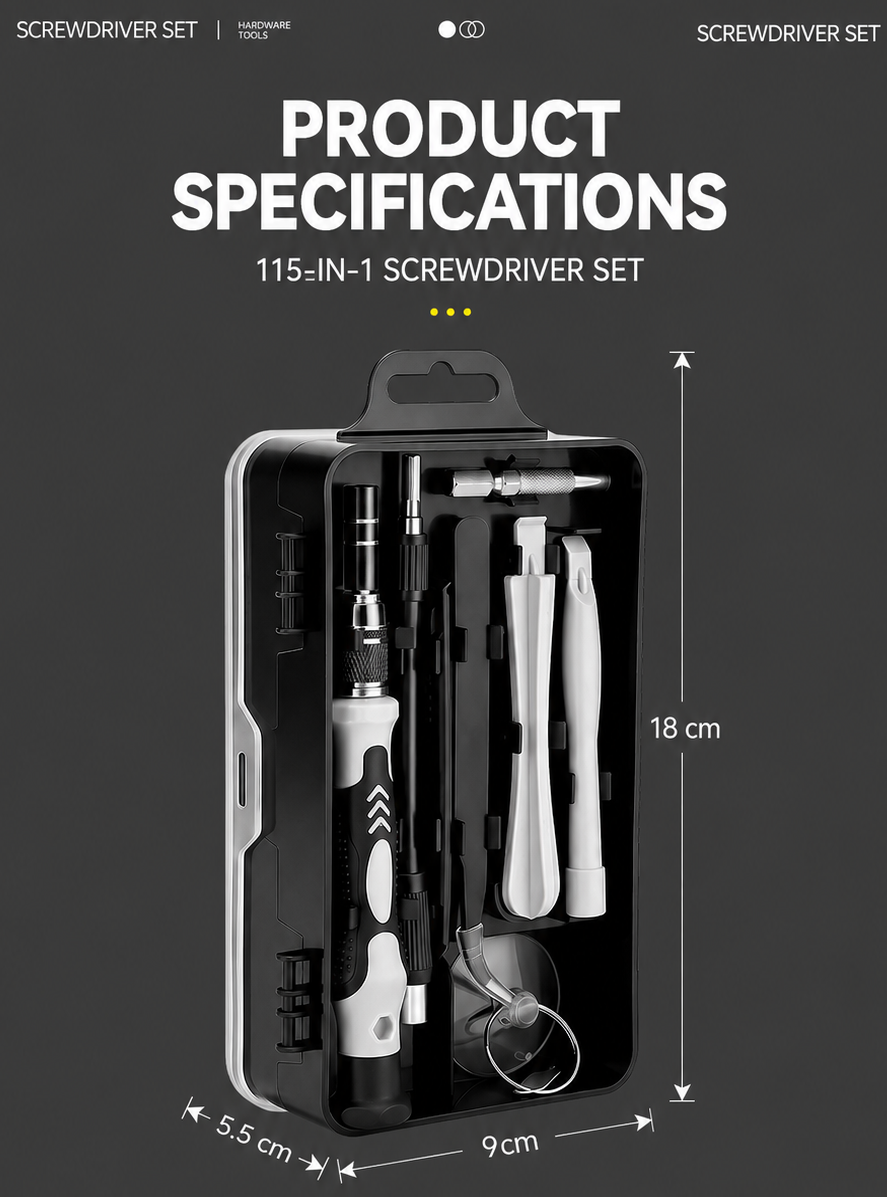 115 in 1 Precision Magnetic Screwdriver Set