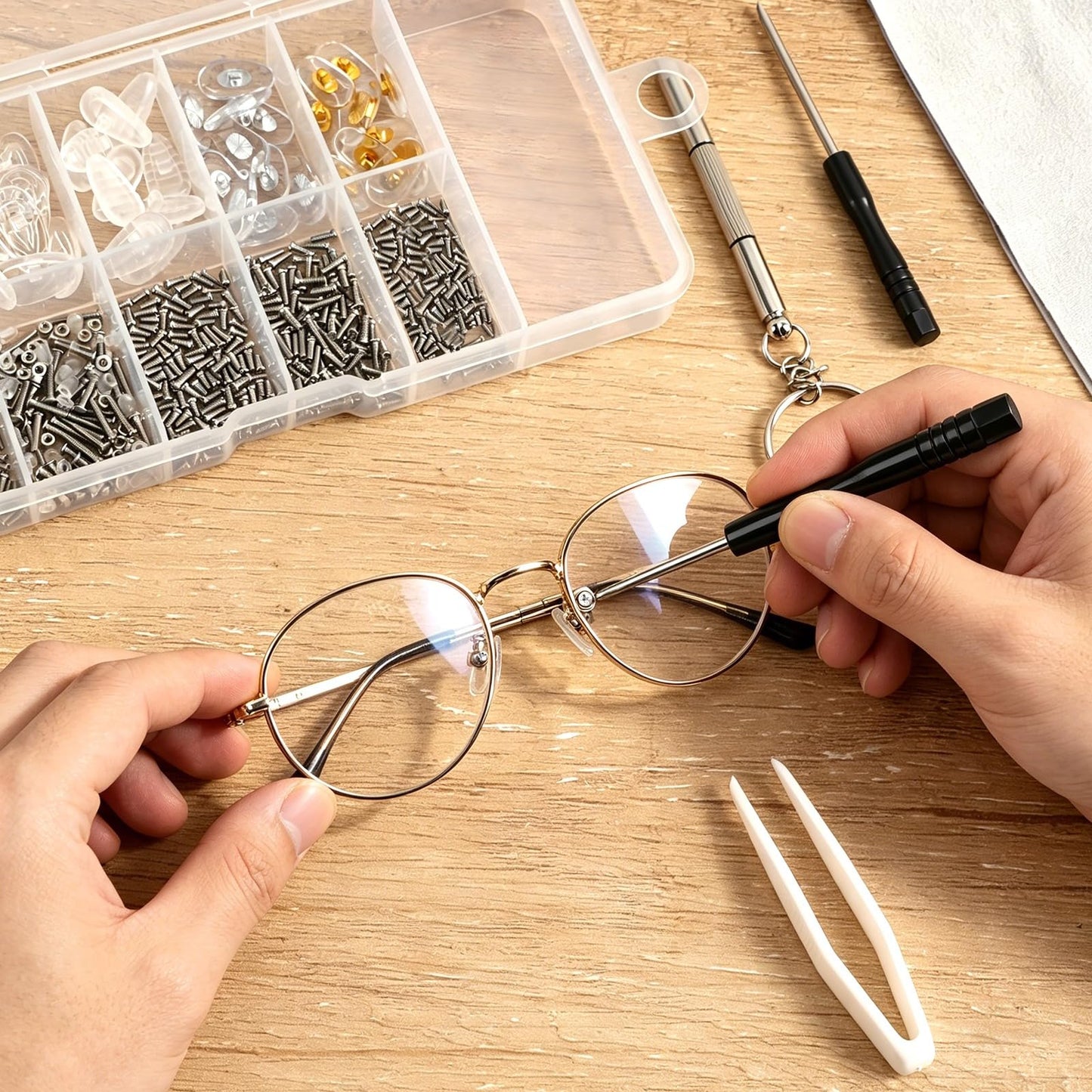 Complete Eyeglass Repair Kit with Anti-Slip Silicone Nose Pads