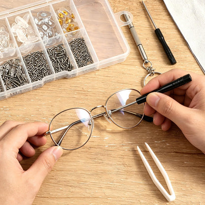 Complete Eyeglass Repair Kit with Anti-Slip Silicone Nose Pads